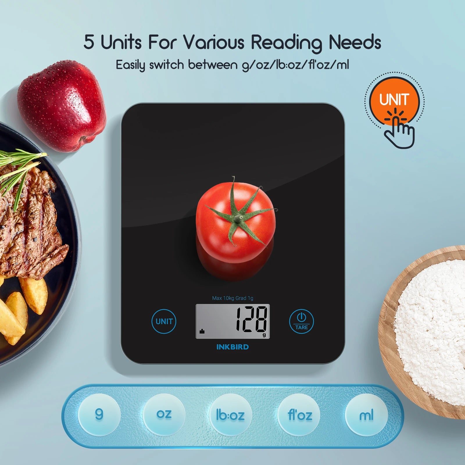 InkWeigh™ Bluetooth Digital Kitchen Scale