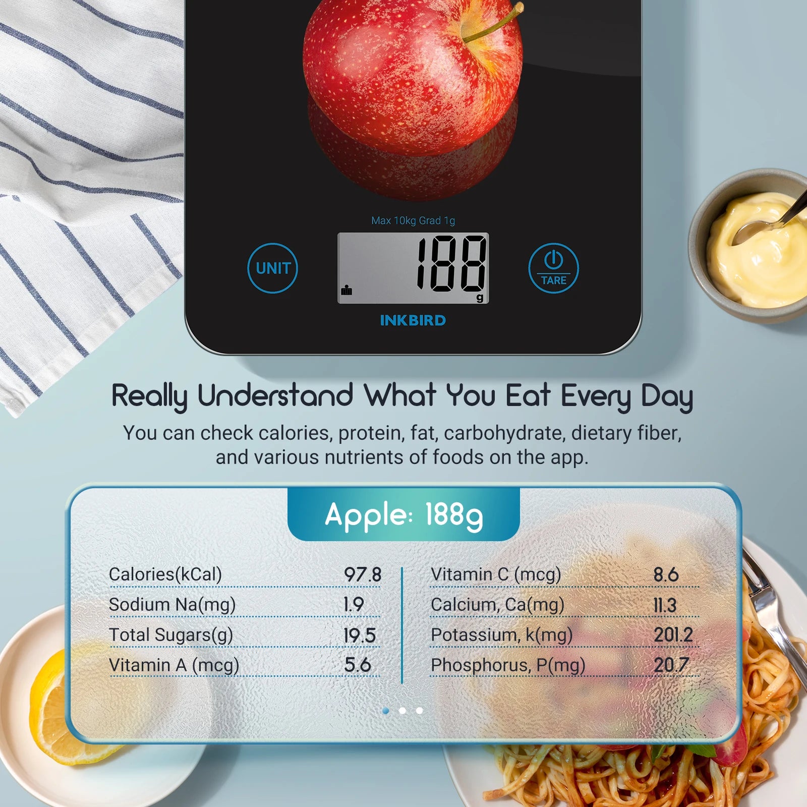 InkWeigh™ Bluetooth Digital Kitchen Scale